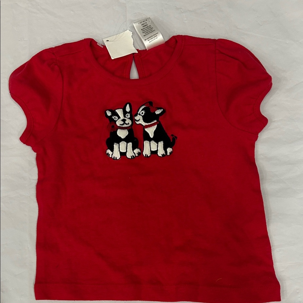 Gymboree Red Tee with Puppy Pair Design